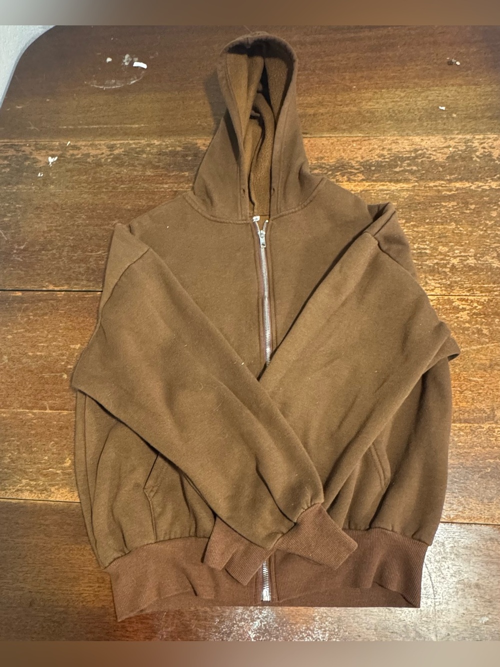 Men's Brown Hooded Zip Sweater